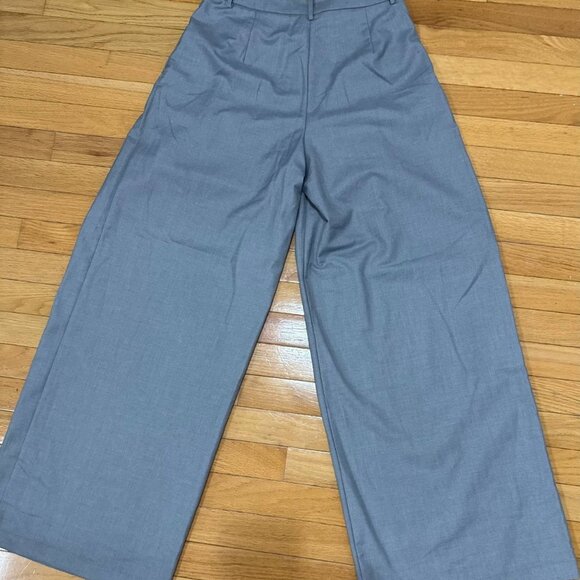 Fashion Nova Wide Leg Trousers Gray Women’s M High Waist Pleated Dress Pants - Picture 2 of 10